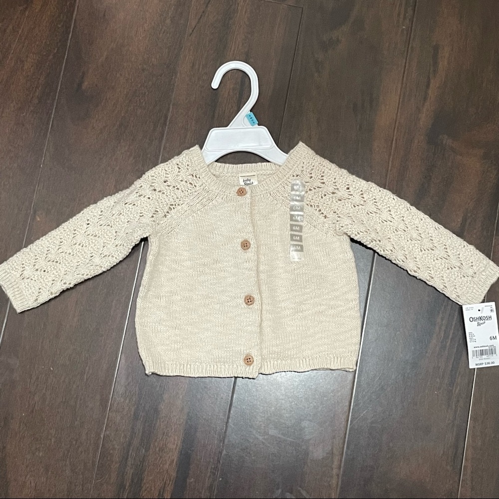 OshKosh B’gosh beige knit cardigan for little girls